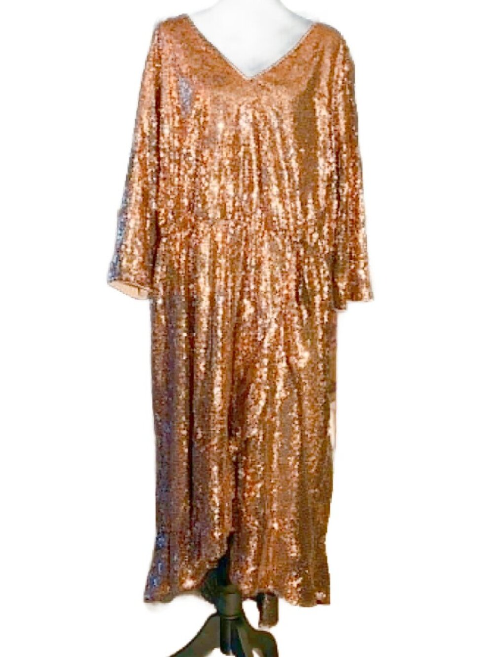 Lane Bryant Dress Women’s 22 Rose Gold Sequin Hi Low Maxi Formal Gown Lined